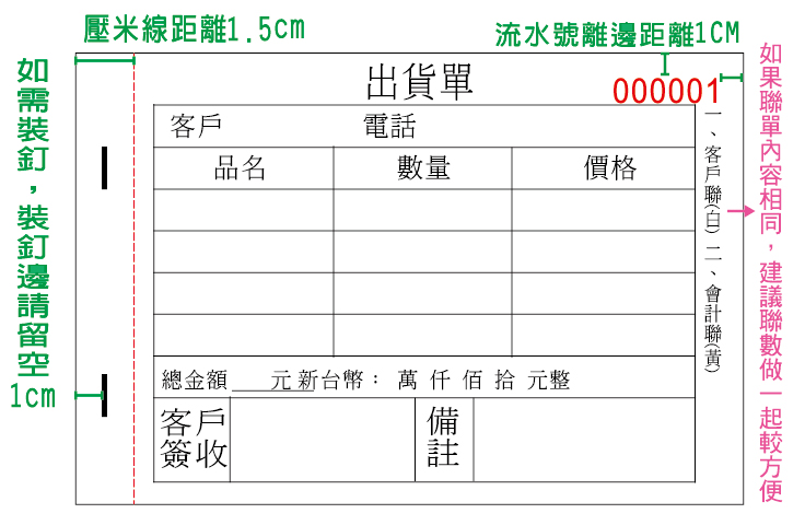 單色一聯單