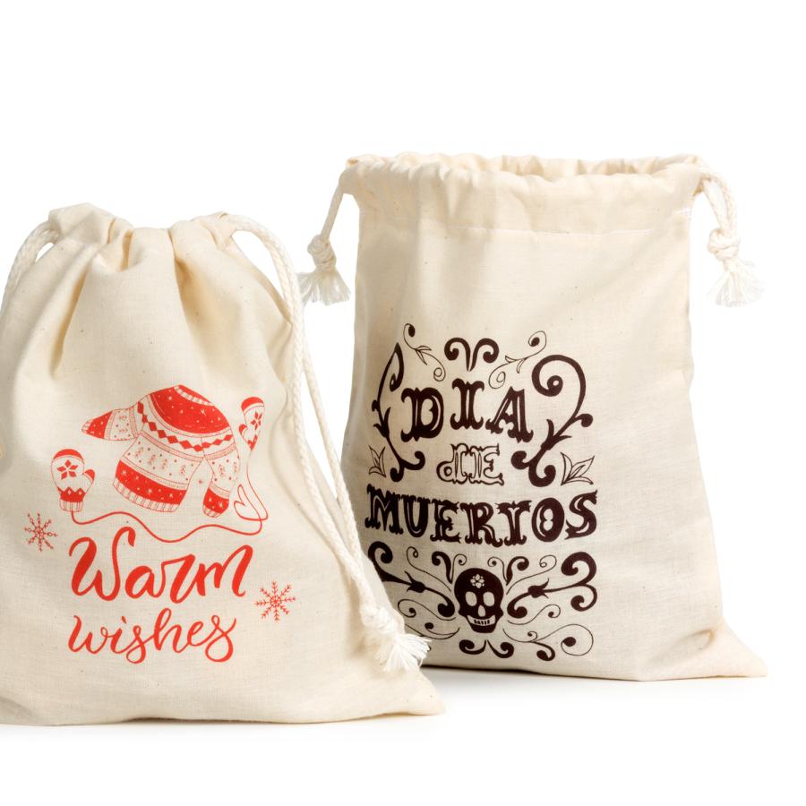 純棉束口小物袋福袋禮物袋製作，便宜優質的束口袋印刷服務-捷可印