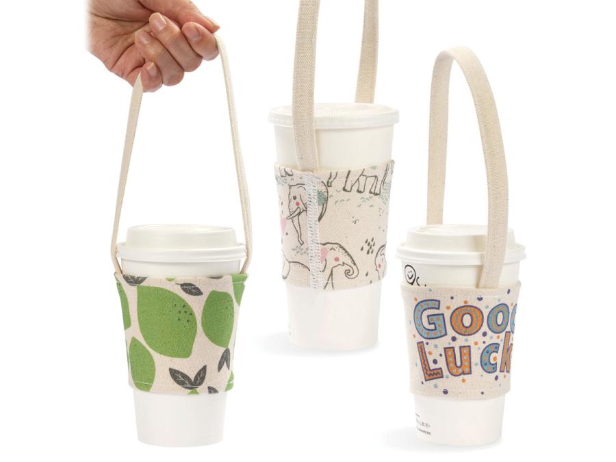 寬版帆布飲料杯提袋製作，便宜優質的飲料杯提袋印刷服務-捷可印